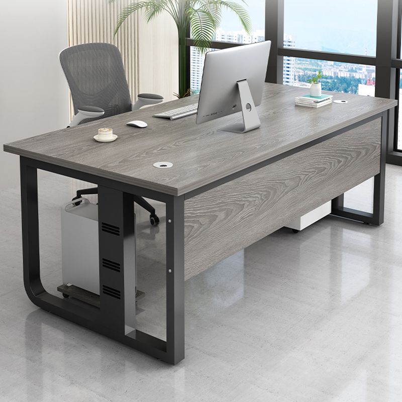 Madera de mesa de escritura de oficina rectangular con 2 patas en gris/marrón
