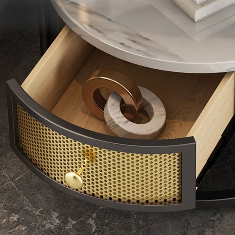 Stone 23.62-inch Tall Modern Frame Side Table 1-shelf 1-Drawer White End Table