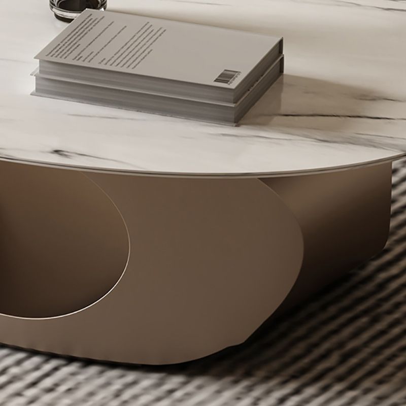 Glam Slate Pedestal Coffee Table Oval White Coffee Table Set Clearhalo 'Coffee & Accent Tables' 'Coffee Tables' 'coffee_tables' 'furn' 'furn_coffee_tables' 'Furniture' 'Living Room Furniture' 1200x1200_a0e83691-0416-4aed-b8bb-a6ac4e5b0fb6