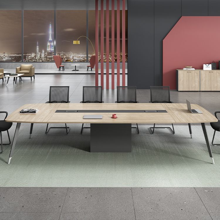 Escritorio de la oficina de madera artificial mesa de conferencia de la oficina de escritura curva de escritura curva