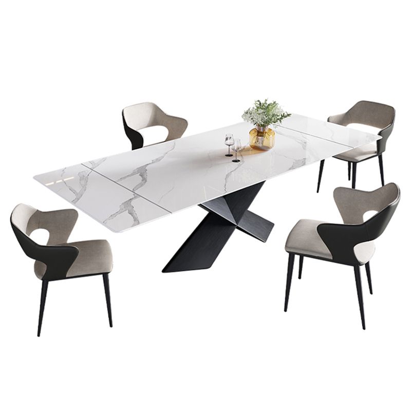 Modern Rectangle Sintered Stone Table Set 1/4/5 Pieces Dining Set Clearhalo 'Dining Room Sets' 'Dining Tables & Seating' 'dining_room_set' 'furn' 'furn_dining_room_set' 'Furniture' 'Kitchen & Dining Furniture' 1200x1200_a0eb45b8-7cb8-4931-8f6e-0f83b4ad8ea9