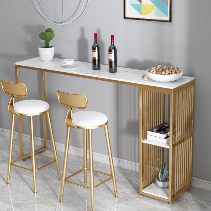 Marble Bar Table with Rectangle Table Top Double Pedestal Table with 41.3-inch Height Clearhalo 'Bar Furniture' 'Bar Tables' 'bar_tables' 'furn' 'furn_bar_tables' 'Furniture' 'furniture_bar_tables' 'Kitchen & Dining Furniture' 1200x1200_a0ec5b3b-5c06-4b2a-a3c3-91cd37f40962