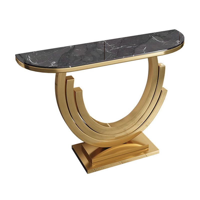 Tavolo console di marmo glam mezza luna tavolo accento in acciaio inossidabile per sala