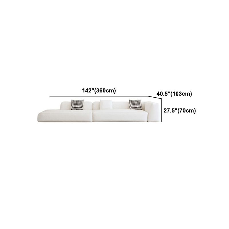 Single Side Armrest Sectional Sponge Cushioned White Uncushioned Backrest Sofa