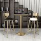Glam Footrest Indoor Counter Stool Leather Round Dining Stool with Gold Base