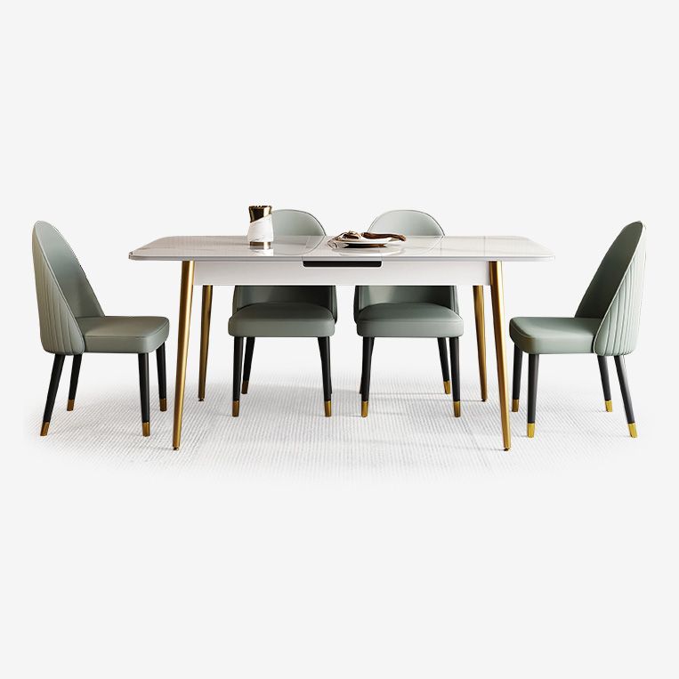 Rectangle Traditional Luxury Dining Table White Sintered Stone Table with 4 Gold Legs Clearhalo ' dining_table' 'Dining Tables & Seating' 'Dining Tables' 'furn' 'furn_dining_table' 'Furniture' 'furniture_dining_table' 'Kitchen & Dining Furniture' 'kitchen&dining_furn' 'kitchen' 'kitchen_dining_table' 1200x1200_a0ee6575-f592-43c9-a13f-fb5cf3b2ad0f
