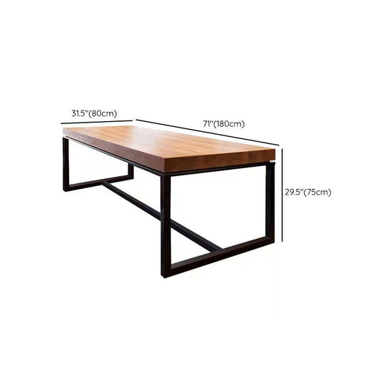 Mesa de comedor de madera maciza industrial con bancos 1/3 piezas de comedor marrón set