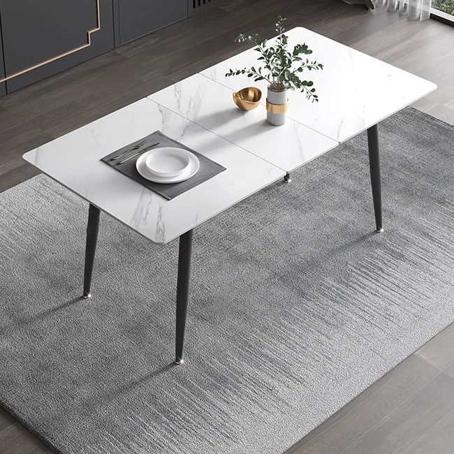 31.5''W Industrial Extendable Rectangle Table Sintered Stone Dining Table for Kitchen Clearhalo ' dining_table' 'Dining Tables & Seating' 'Dining Tables' 'furn' 'furn_dining_table' 'Furniture' 'furniture_dining_table' 'Kitchen & Dining Furniture' 'kitchen&dining_furn' 'kitchen' 'kitchen_dining_table' 1200x1200_a0eeb10c-3b38-45a1-9c80-a76142618c9e