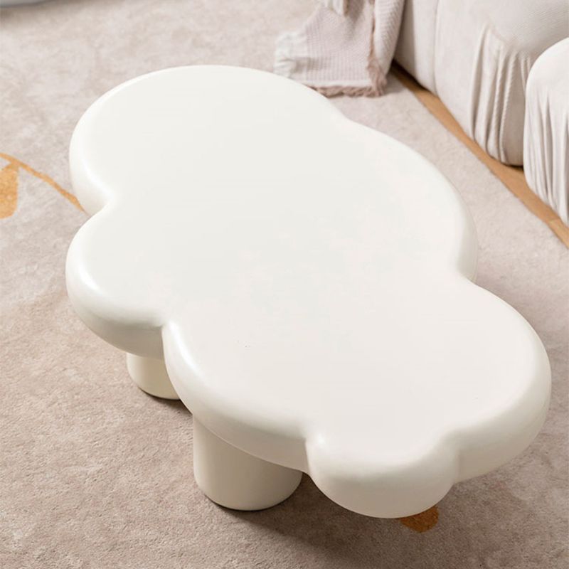Scandinavian Cream Irregular 4 Legs Coffee Cocktail Table - 13.8" H Clearhalo 'Coffee & Accent Tables' 'Coffee Tables' 'coffee_tables' 'furn' 'furn_coffee_tables' 'Furniture' 'Living Room Furniture' 1200x1200_a0ef358f-81bb-4688-a210-011b6829744e
