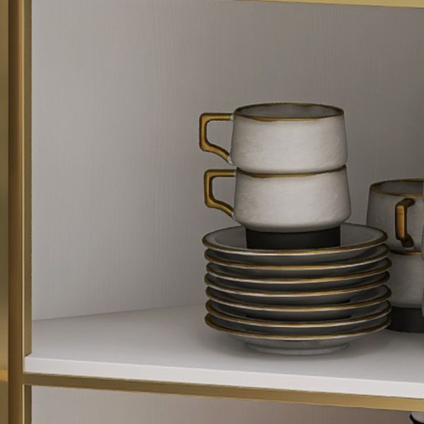 Glam Stone and Metal Sideboard Table 1 Cabinet Glass Door Buffet Stand Clearhalo 'buffet_sideboard' 'Buffets & Sideboards' 'Furniture' 'furniture_buffet_sideboard' 'Kitchen & Dining Furniture' 1200x1200_a0f14fec-f998-4bc6-9429-b808326f5db2