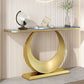 Contemporary Console Accent Table Antique Finish Half Moon Console Sofa Table in Stone Clearhalo 'Console Tables' 'console_tables' 'Entry & Mudroom Furniture' 'furn' 'furn_console_tables' 'Furniture' 1200x1200_a0f28639-8a23-4b38-bfe2-bdfca9731ad4