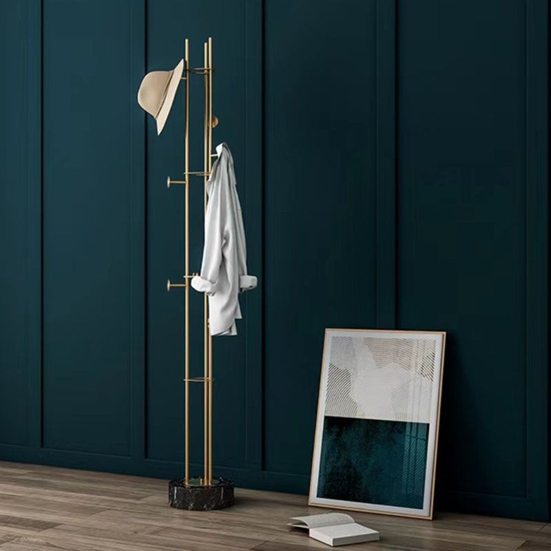 Marble Base Coat Hanger Metal Standing Entry Hall Tree with 8 Hooks Clearhalo 'Entry & Mudroom Furniture' 'furn' 'furn_hall_tree_coat_racks' 'Furniture' 'Hall Trees & Coat Racks' 'hall_tree_coat_racks' 1200x1200_a0f3916b-fae8-4735-b76f-32bbf54fb341