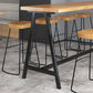 Table de pub à base noire, plateau en bois massif, à hauteur de bar, pour utilisation sur patio