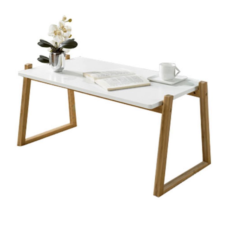 12.5"/17.7"Tall Sled Base Rectangular Wooden Top Coffee Table