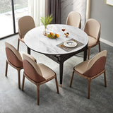 Sintered Stone Dining Table Round Drop-Leaf Dinner Table for Dining Room Clearhalo 'Dining Tables & Seating' 'Dining Tables' 'dining_table' 'furn' 'furn_dining_table' 'Furniture' 'Kitchen & Dining Furniture' 1200x1200_a0f85e59-136f-4480-b516-9e370104fa6b