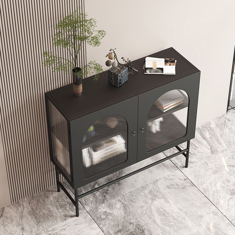 Kitchen Sideboard with Glass Doors Glam Dining Server with Metal Frame Clearhalo 'buffet_sideboard' 'Buffets & Sideboards' 'furn' 'furn_buffet_sideboard' 'Furniture' 'Kitchen & Dining Furniture' 1200x1200_a0f99dbf-d97a-4f73-a1c1-3bdd4f4eb8ae