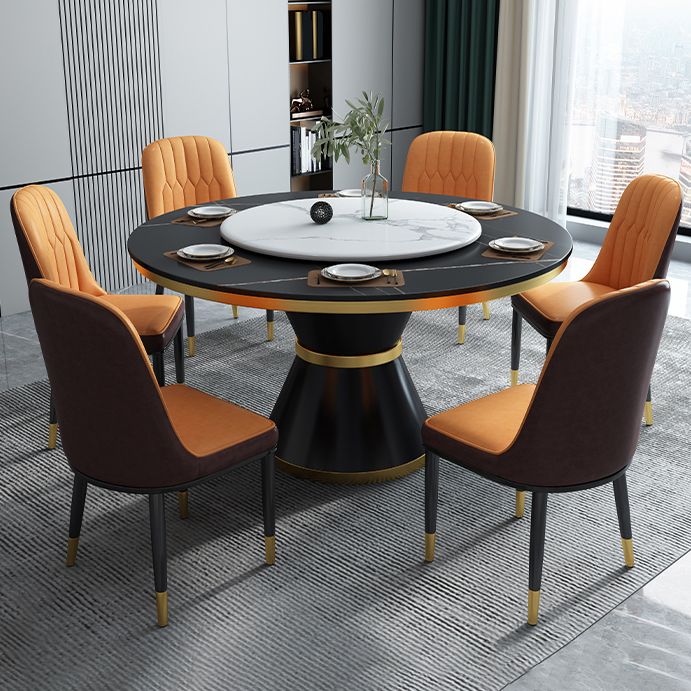 Glam Sintered Stone Top Table Round Kitchen Dining Table with Pedestal Base Clearhalo ' dining_table' 'Dining Tables & Seating' 'Dining Tables' 'furn' 'furn_dining_table' 'Furniture' 'furniture_dining_table' 'Kitchen & Dining Furniture' 'kitchen&dining_furn' 'kitchen' 'kitchen_dining_table' 1200x1200_a0fa1076-ffe2-40e9-b813-263c1cca0186