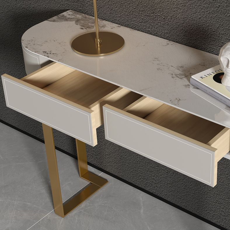 Glam Console Table Stone Console Accent Table for Hall , 16 inch Wide