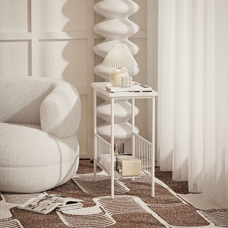 21.65" Tall Metal End Table Tray Top Accent Side Table with Storage