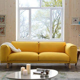 35,43 Zoll breites Leinensofa quadratische Armkissen Sofa in Gelb