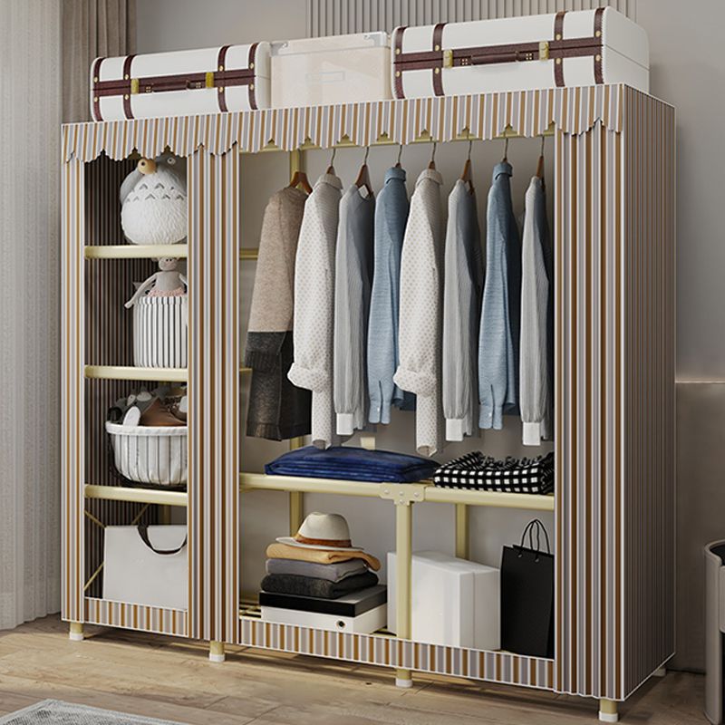 Contemporary Style Wardrobe Armoire Steel Frame Wardrobe for Bedroom Clearhalo 'Armoires & Wardrobes' 'armoires_wardrobes' 'Bedroom Furniture' 'furn' 'furn_armoires_wardrobes' 'Furniture' 1200x1200_a0fdecb3-33bb-46eb-b121-43a4d8c0dae7