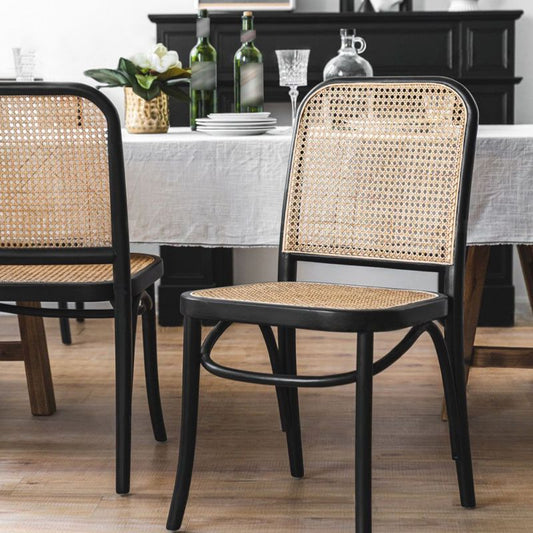 Traditional Dining Chair Solid Wood Cane Back Dining Room Chair