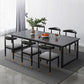 Modern Style Kitchen Rectangle Shape Dining Set Sintered Stone Standard Dining Set in Black Clearhalo 'Dining Room Sets' 'Dining Tables & Seating' 'dining_room_set' 'furn' 'furn_dining_room_set' 'Furniture' 'furniture_dining_room_set' 'Kitchen & Dining Furniture' 'kitchen&dining_furn' 'kitchen' 1200x1200_a1044b8b-1a80-42d0-97aa-c46ca0664fc4