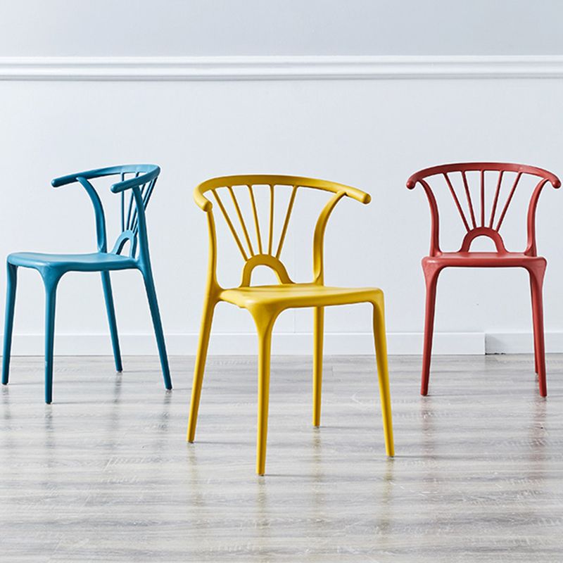 Home Contemporary Arm Chair Wishbone Back Plastic Stackable Dining Room Chair Clearhalo ' kitchen&dining_furn' 'Dining Chairs' 'Dining Tables & Seating' 'dining_chair' 'furn' 'furn_dining_chair' 'Furniture' 'furniture_dining_chair' 'Kitchen & Dining Furniture' 'kitchen' 1200x1200_a105323a-4eb0-4911-ba1e-10a04b44738c