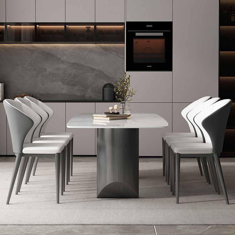 Industrial Sintered Stone Top Table Rectangle Table with Double Pedestal Clearhalo 'Dining Tables & Seating' 'Dining Tables' 'dining_table' 'furn' 'furn_dining_table' 'Furniture' 'Kitchen & Dining Furniture' 1200x1200_a108eacd-3bcf-463e-90b6-798d6546e692