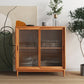 Modern Style Dining Server Pine Solid Wood Server with Glass Doors Clearhalo 'buffet_sideboard' 'Buffets & Sideboards' 'furn' 'furn_buffet_sideboard' 'Furniture' 'Kitchen & Dining Furniture' 1200x1200_a10bedf1-b650-4a6c-9076-ca14a3b7e6b1
