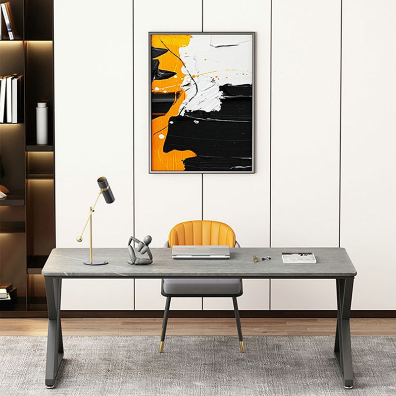 Rectangular Shaped Office Desk Reversible Grey Writing Desk for Office Clearhalo 'furn' 'furn_office_desk' 'Furniture' 'Office Desks' 'Office Furniture' 'office_desk' 1200x1200_a10c579d-e457-4633-98db-320d37ba666e