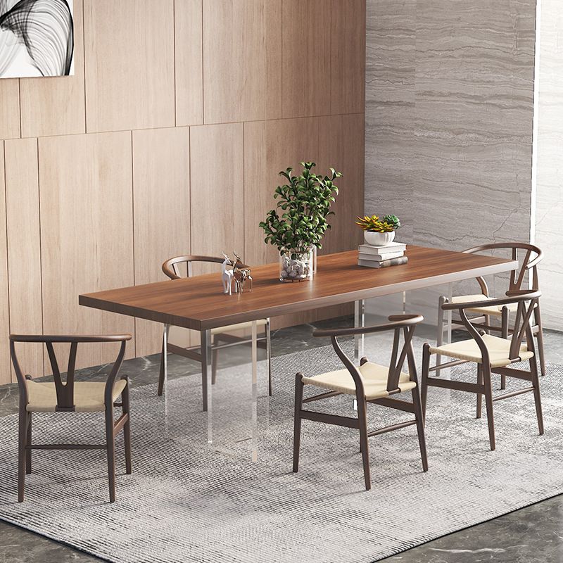 Modern Pine Wood Dining Set 1/4/6/7 Pieces Brown Dinette Set with Chairs Clearhalo 'Dining Room Sets' 'Dining Tables & Seating' 'dining_room_set' 'furn' 'furn_dining_room_set' 'Furniture' 'Kitchen & Dining Furniture' 1200x1200_a10c766f-aa8c-4b05-afca-58a06a1856bc