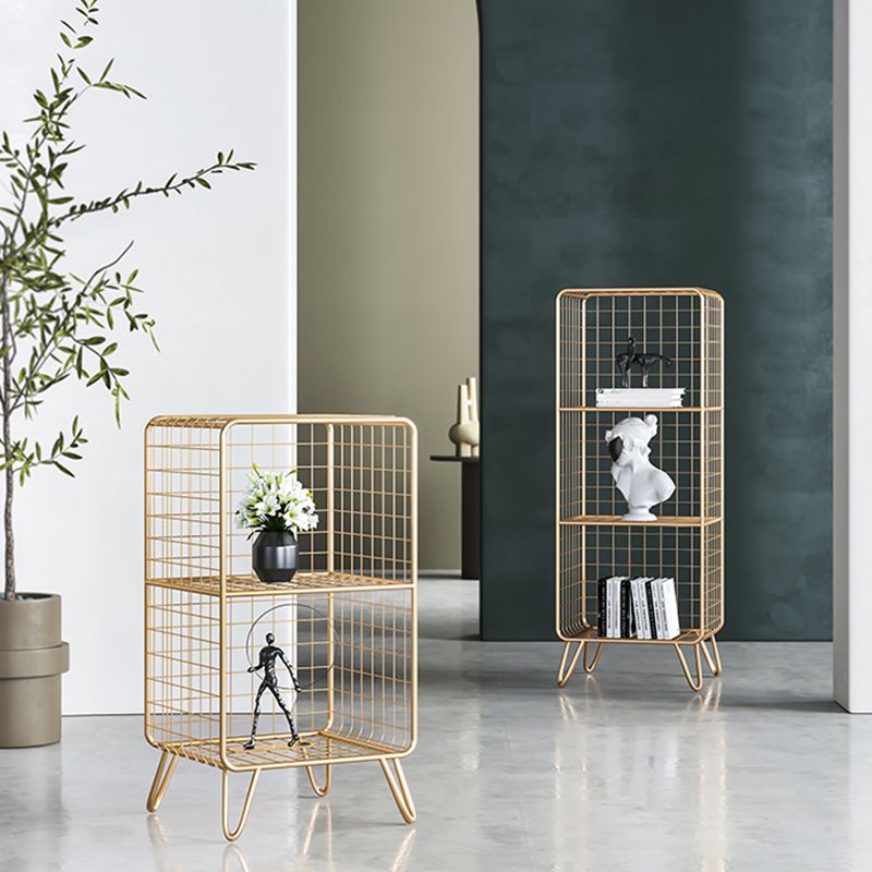 11.81" W Glam Antique Finish Shelf Bookcase Metal Book Shelf with Rectangular Shelves Clearhalo 'Bookcases' 'furn' 'furn_bookcases' 'Furniture' 'Office Furniture' 1200x1200_a10cf3eb-710b-4d4c-b53e-8be5bfc95ed0