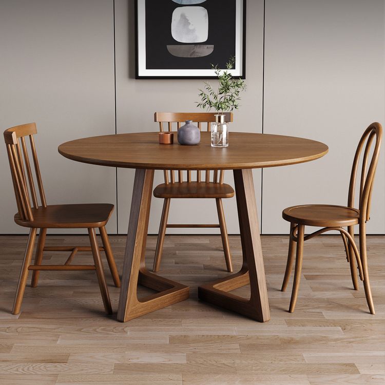 Dining Room Dinner Table Round Wood Top Kitchen Dining Table Clearhalo 'Dining Tables & Seating' 'Dining Tables' 'dining_table' 'furn' 'furn_dining_table' 'Furniture' 'Kitchen & Dining Furniture' 1200x1200_a10d3acb-e4ba-44ad-9b61-860a5d1f931d