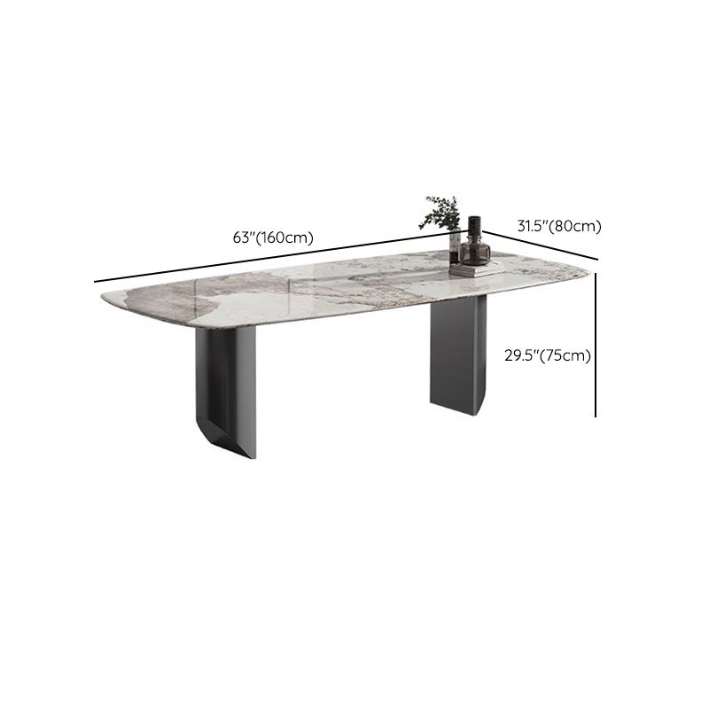 Luxury Sintered Stone Kitchen Home Fixed Double Pedestal Dining Table Clearhalo 'Dining Tables & Seating' 'Dining Tables' 'dining_table' 'furn' 'furn_dining_table' 'Furniture' 'Kitchen & Dining Furniture' 1200x1200_a10d8c36-51ac-4623-8016-f095b7c5c4ef