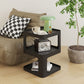 Tray Top Accent Side Table Metal Abstract Base End Table with Shelves