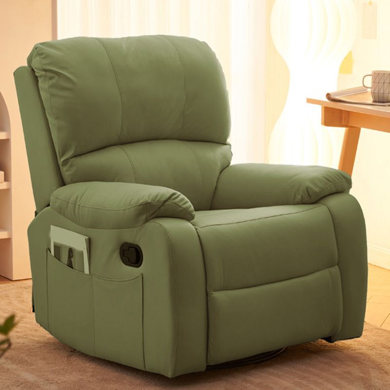 Modern Faux Leather Recliner 33.5" W Swivel Recliner Chair with Side Pockets