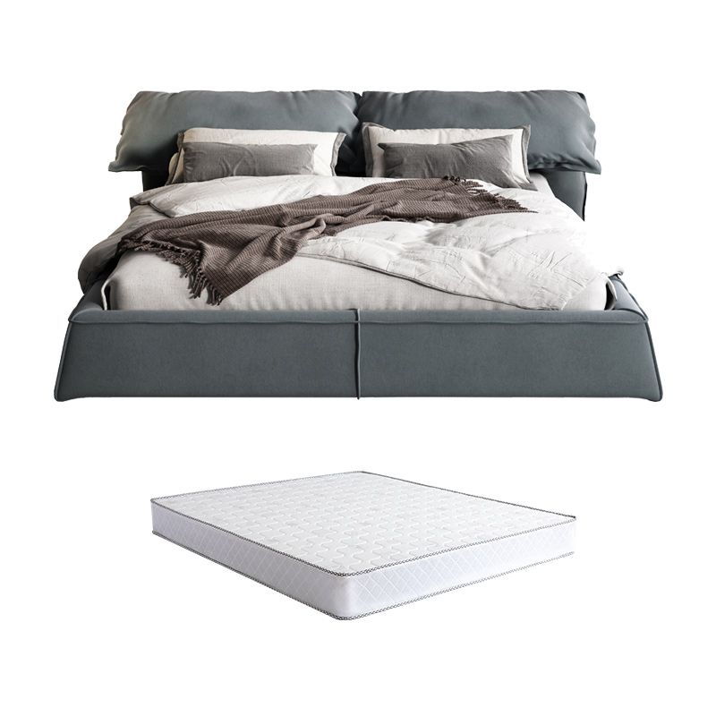 Contemporary Rectangular Upholstered Headboard Solid Color Standard Bed