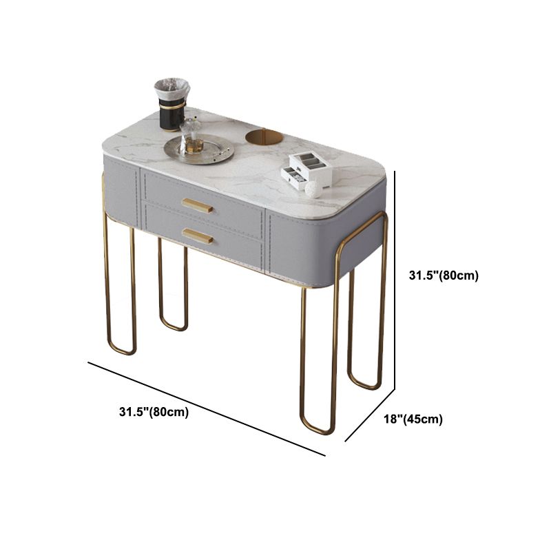 Specchio e 2 cassetti set di sgabelli da toeletta da toeletta per trucco grigio chiaro