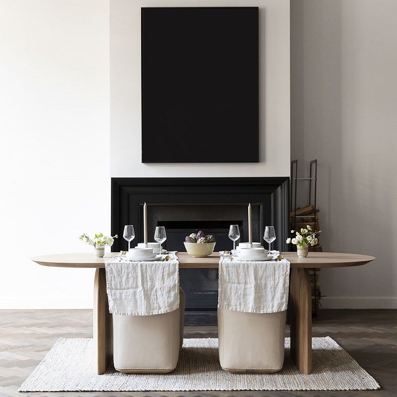Contemporary Style Oval Furniture Double Pedestal Solid Wood Dinner Table Clearhalo ' dining_table' 'Dining Tables & Seating' 'Dining Tables' 'furn' 'furn_dining_table' 'Furniture' 'furniture_dining_table' 'Kitchen & Dining Furniture' 'kitchen&dining_furn' 'kitchen' 'kitchen_dining_table' 1200x1200_a113b446-fb16-4a68-b7f6-0af00f573724