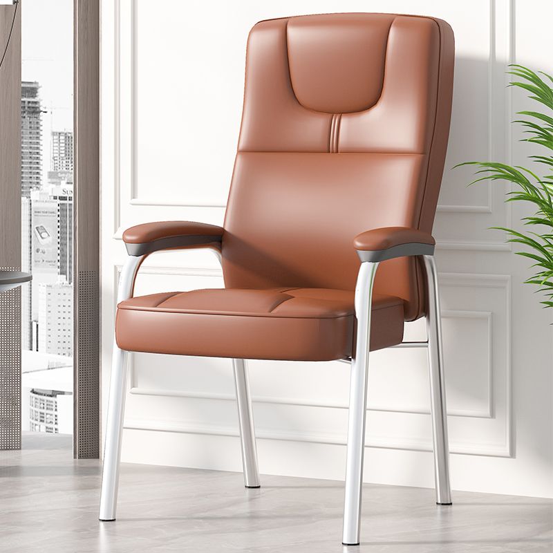 Minimalist Style PU Leather Dining Chair Solid Back Upholstered Arm Single Chair Clearhalo ' kitchen&dining_furn' 'Dining Chairs' 'Dining Tables & Seating' 'dining_chair' 'furn' 'furn_dining_chair' 'Furniture' 'furniture_dining_chair' 'Kitchen & Dining Furniture' 'kitchen' 1200x1200_a1143873-5dcd-465f-b2e0-fae33b431dfb