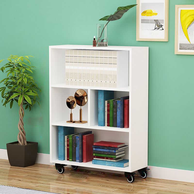 Contemporary Standard Bookcase Vertical Closed Back Bookshelf with Wheels Clearhalo 'Bookcases' 'furn' 'furn_bookcases' 'Furniture' 'Office Furniture' 1200x1200_a11509e5-3b8f-4850-a111-440916bac279