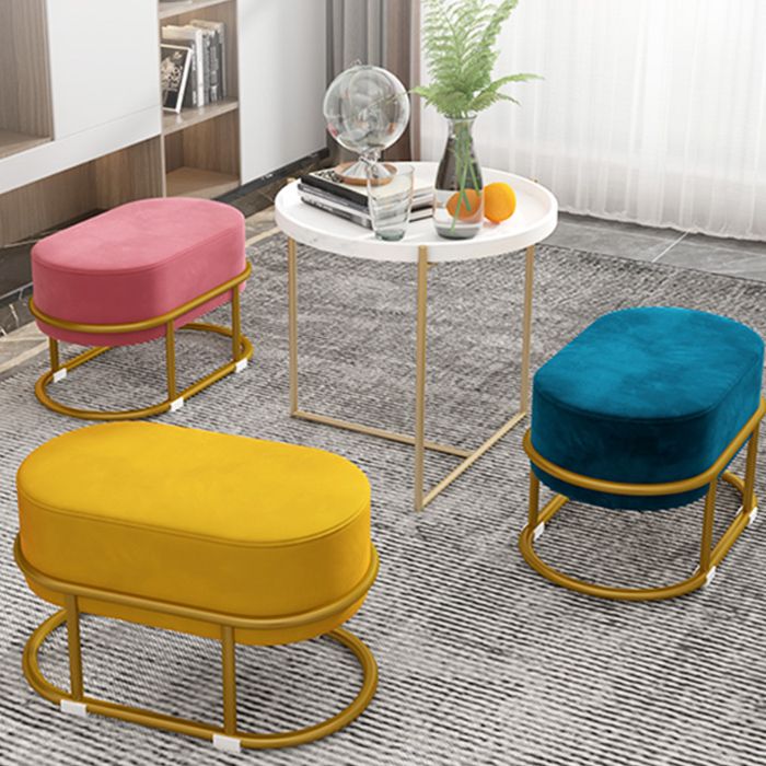 Glam Velvet Boucle Pouf Plain Oval Metal Frame Tear Resistant Ottoman Footrest Clearhalo 'furn' 'furn_ottomans_poufs' 'Furniture' 'Living Room Furniture' 'Ottomans & Poufs' 'ottomans_poufs' 1200x1200_a11516e7-6279-4f81-b11e-824de9b1c60a