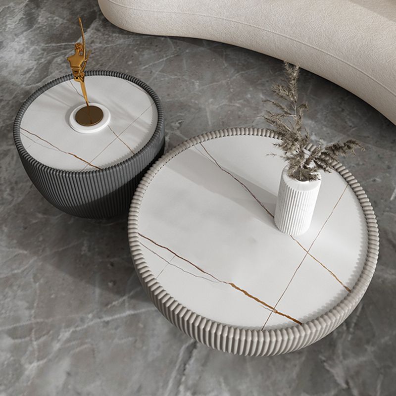 Round Slate Pedestal Coffee Table 2 Pieces Bunching Cocktail Tables Clearhalo 'Coffee & Accent Tables' 'Coffee Tables' 'coffee_tables' 'furn' 'furn_coffee_tables' 'Furniture' 'Living Room Furniture' 1200x1200_a1177a4a-d96f-4550-b913-6c276a3c92e9