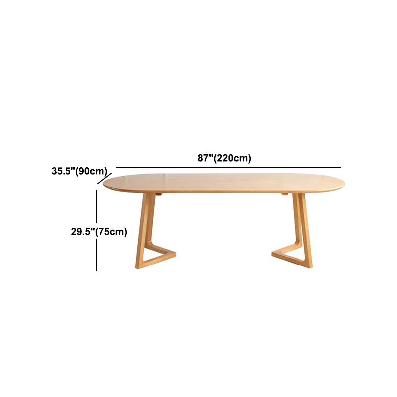 Natural Solid Wood Dining Site Table Oval Modern Double Pedestal Dining Table