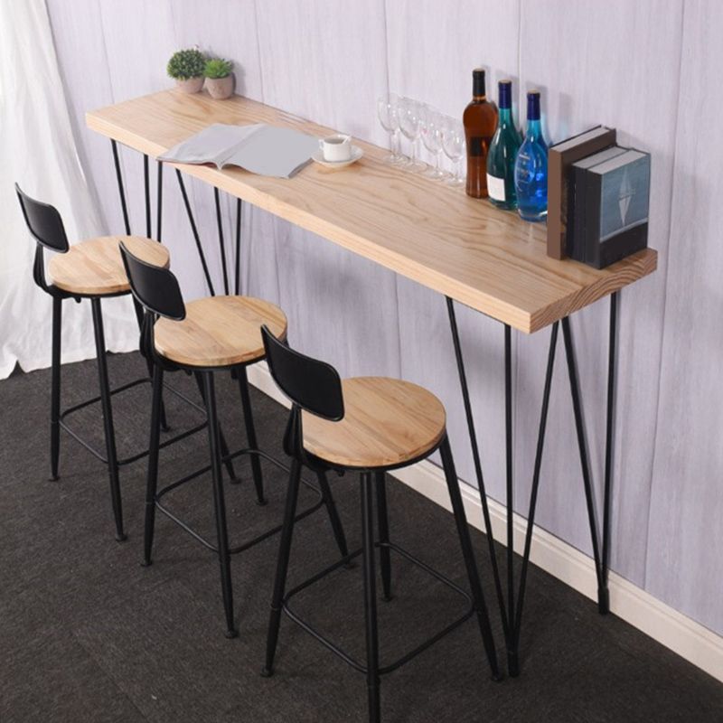 Wood Top Table Industrial Style Bistro Pub Table with 4 Legs Clearhalo 'Bar Furniture' 'Bar Tables' 'bar_tables' 'furn' 'furn_bar_tables' 'Furniture' 'Kitchen & Dining Furniture' 1200x1200_a11855cd-1405-4496-a5e4-da050433a2df