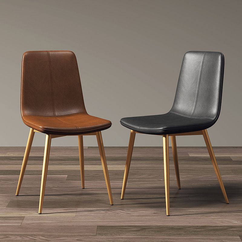 Modern Style Side Chair Faux Leather Dining Chair with Metal Leg Clearhalo 'Dining Chairs' 'Dining Tables & Seating' 'dining_chair' 'furn' 'furn_dining_chair' 'Furniture' 'Kitchen & Dining Furniture' 1200x1200_a1187086-befe-4b79-8248-2ff3aed24dca