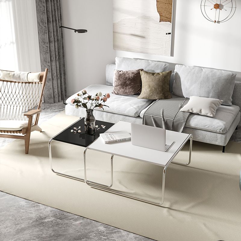 Sled 2 Nesting Coffee Table Modern Glass Coffee Table in Black and White Clearhalo 'Coffee & Accent Tables' 'Coffee Tables' 'coffee_tables' 'furn' 'furn_coffee_tables' 'Furniture' 'furniture_coffee_tables' 'Living Room Furniture' 1200x1200_a1190d1a-6b0d-4c12-adcf-f5bccba8fe10