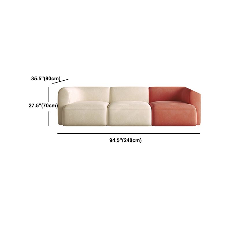 Nordic Style Velvet Sectional 27.56" H Sofa & Chaise in White/Grey