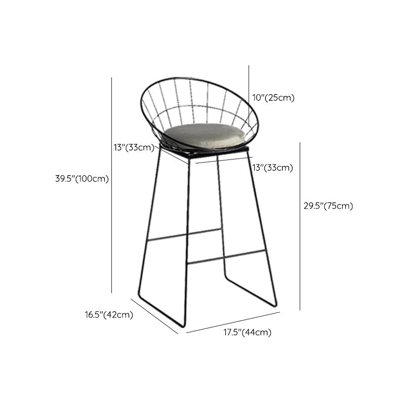 Taburete de bar moderno sin brazos con respaldo, taburete de hierro con cojín de terciopelo para Bar